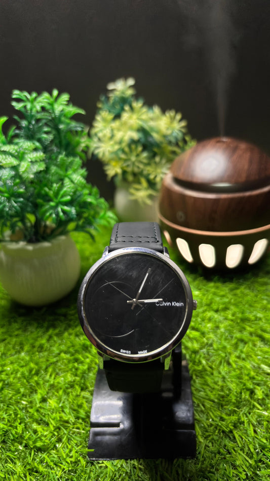 Calvin Klein Black Leather Classic Watch