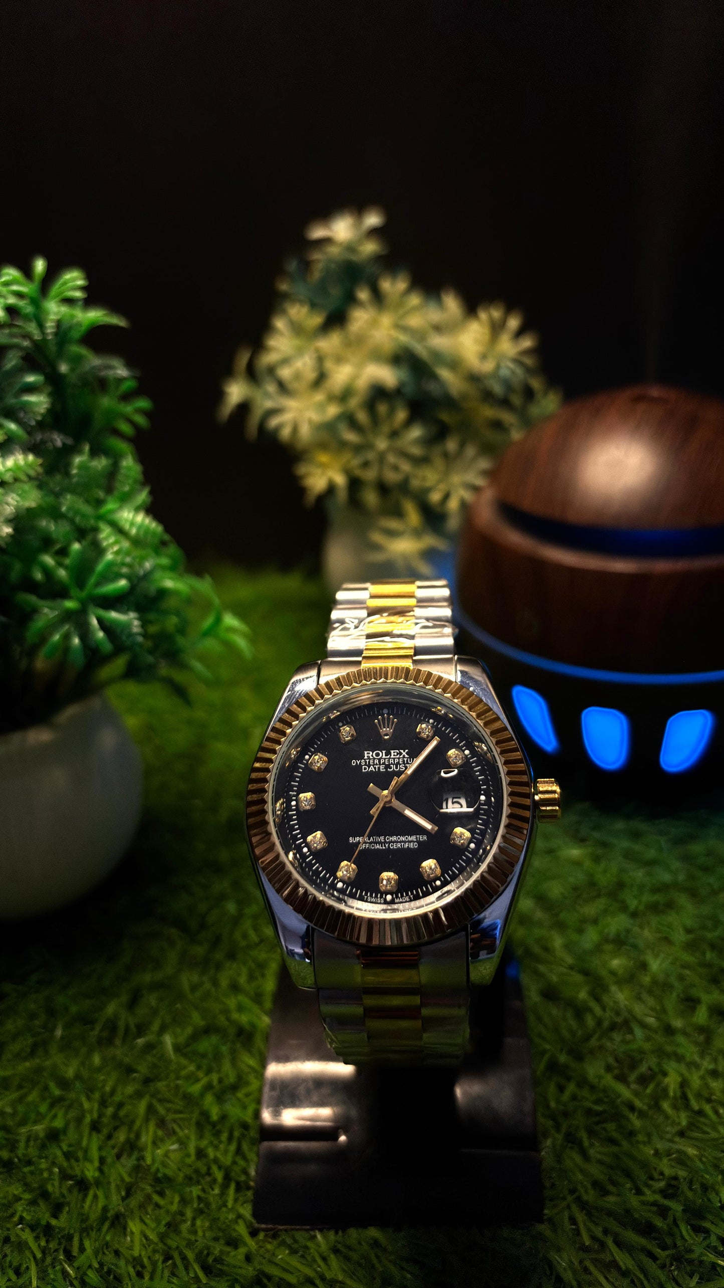 Rolex Premium Watch Collection – Black Dial | Gold & White Chain