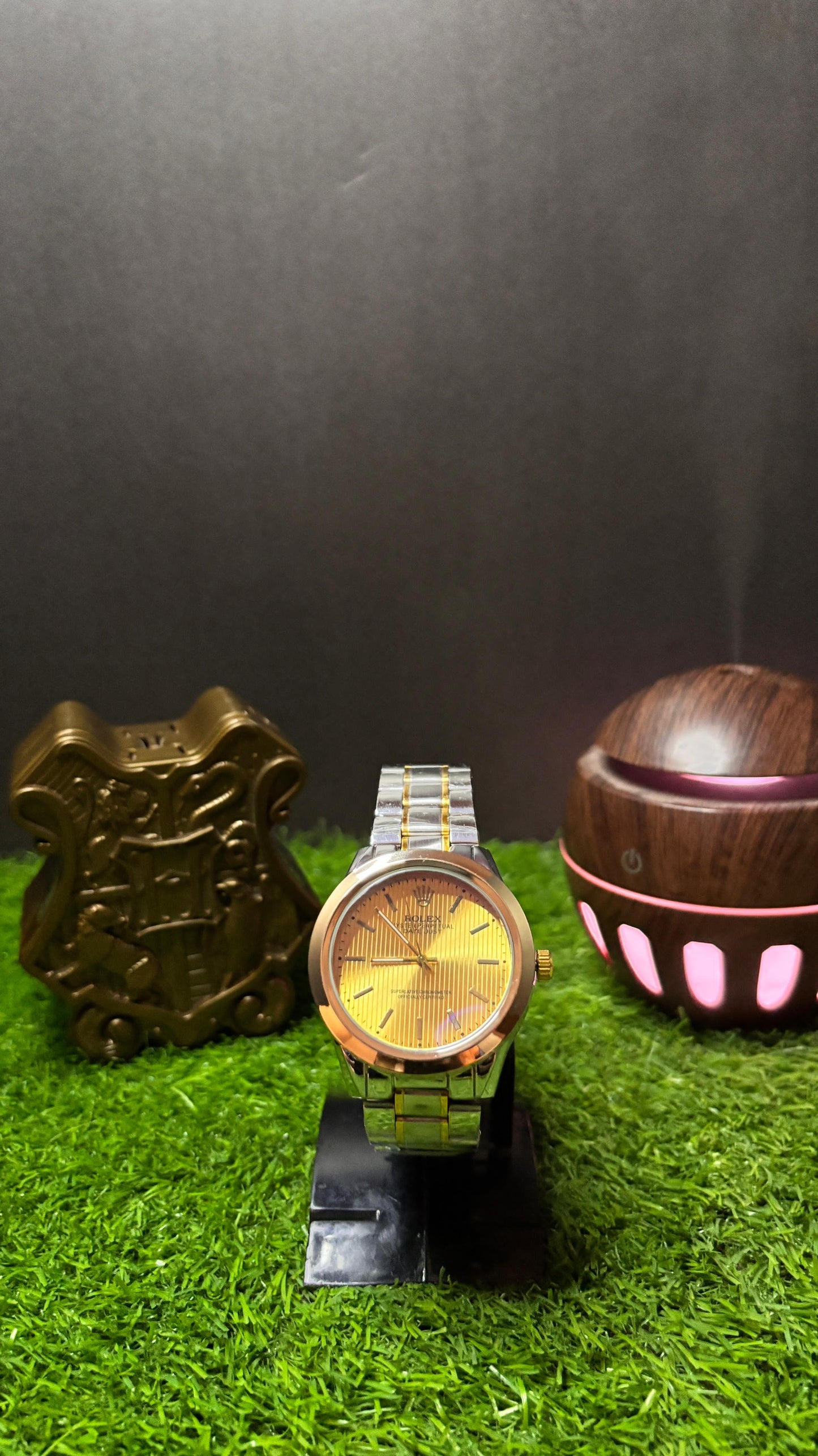 Rolex Premium Watch – Gold Dial | Gold & White Chain