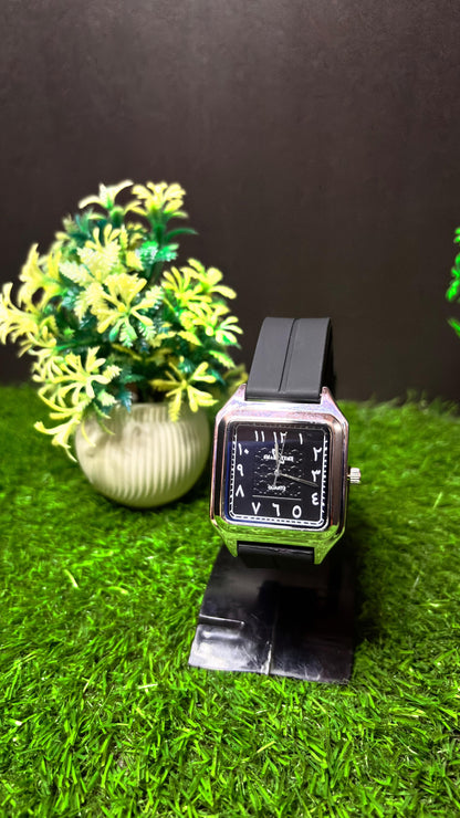 Quartz Aura Watch – Black Edition | Arabic Dial