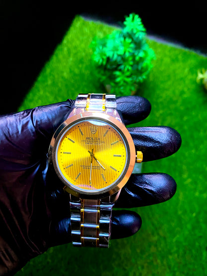 Rolex Premium Watch – Gold Dial | Gold & White Chain