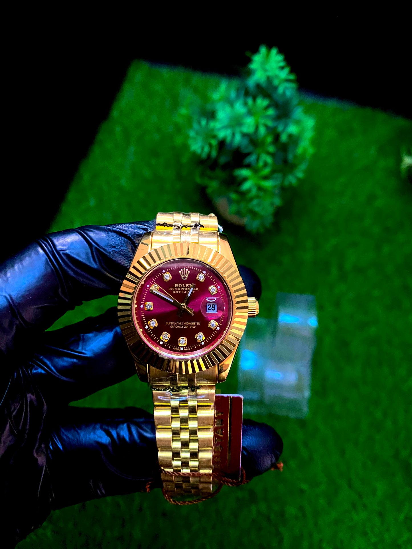 Rolex Premium Watch – Red Dial | Full Gold Edition (Copy)