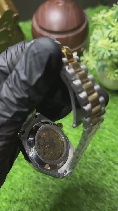 Rolex Premium Watch – Red Dial | Gold & White Chain