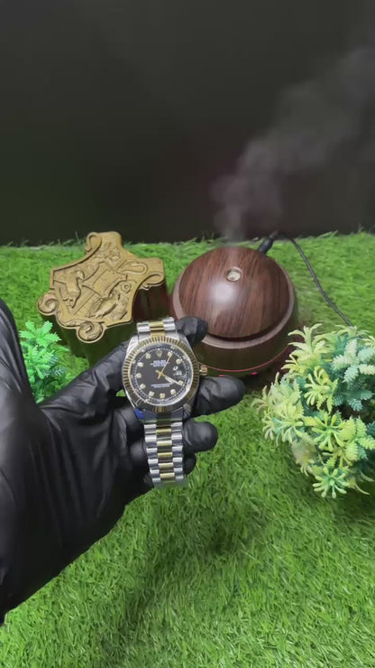 Rolex Premium Watch Collection – Black Dial | Gold & White Chain