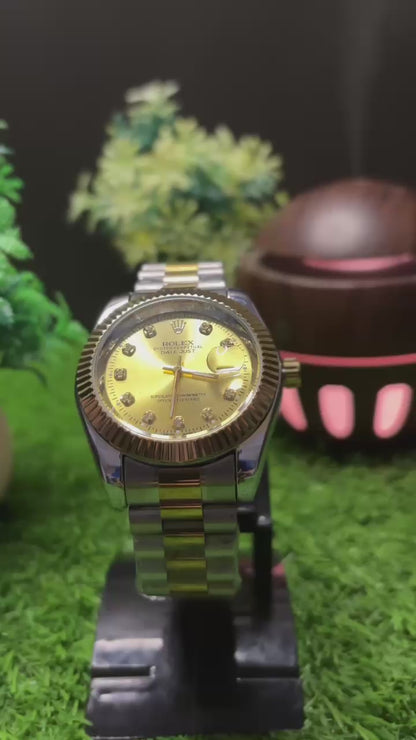 Rolex Premium Watch – Gold Dial | Gold & White Chain